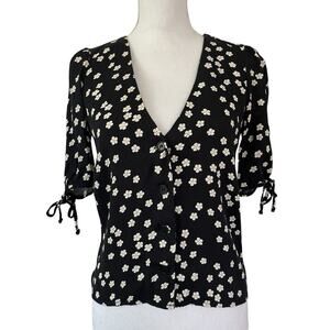 Reformation Hildy Ditsy Floral Button Down Top Size S Black Dark Cottagecore‎